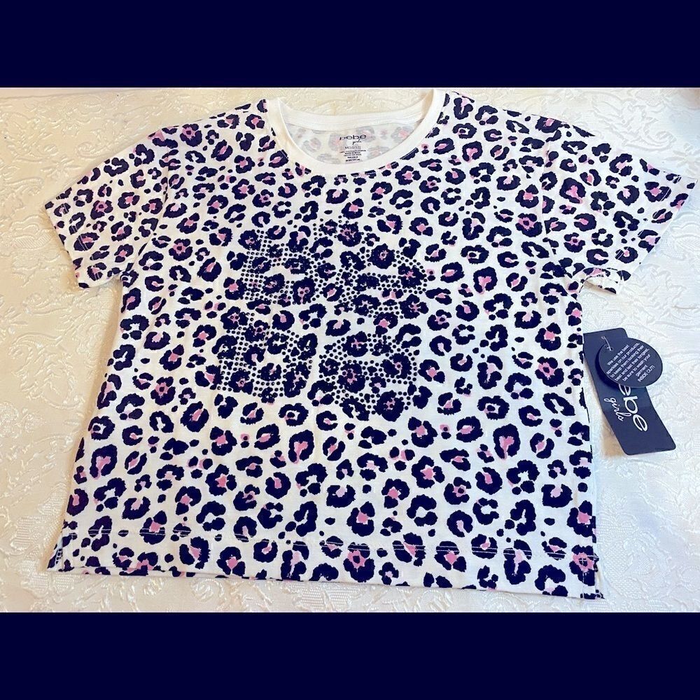 🛍 BeBe Girls Rhinestone Short Sleeve T-Shirt Size: M(10/12)